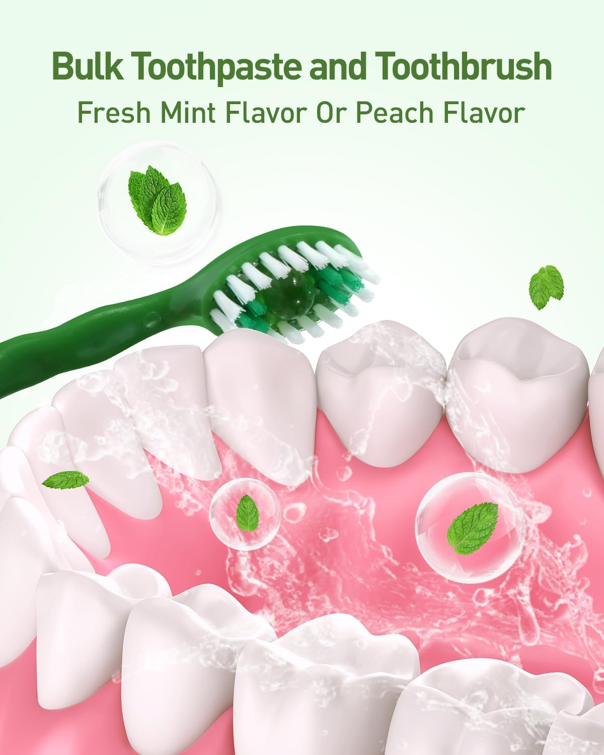 Disposable Mini Travel Toothbrush Bulk with Toothpaste 5in1 60Ct Portable Toothbrushes Set Floss Pick Tongue Scraper Cruise and Travel Essentials (Green)