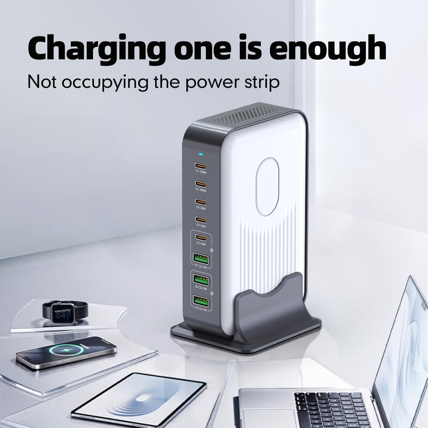 200W MAX USB C Fast Charger Block, 8 Ports Chagring Station Dual 100W PD PPS HUB for Multiple Devices, Laptop Adapter Compatible with MacBook Pro/Air iPad iPhone Pro Max