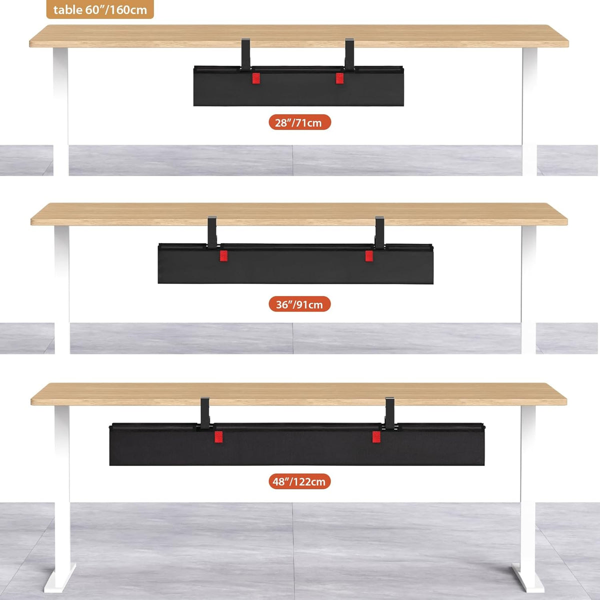 Univivi No Drill Under Desk Cable Management Tray, 28 inch Cable Management
