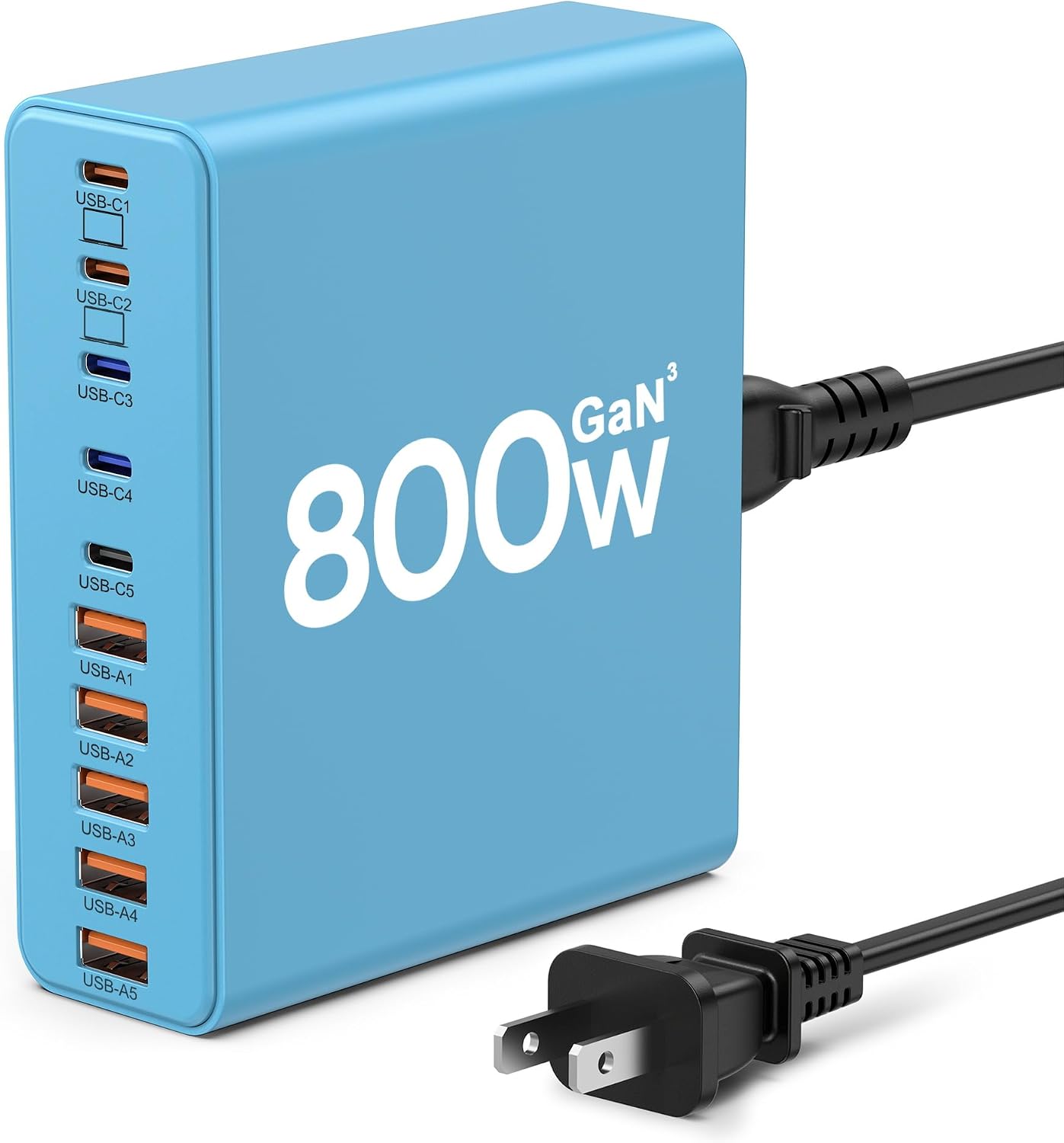 800W USB C Charger Block,10-Port GaN Charging Station | Aexhend Fast Charging Type C & USB A Wall Charger Adapter for MacBook Pro/Air,iPhone,iPad,Dell XPS, Galaxy (Bright Black)