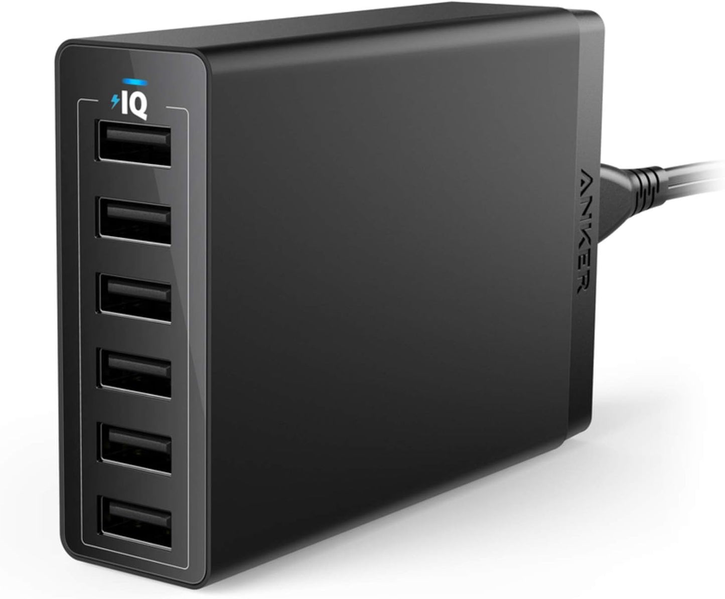 Anker Desktop Charger, 60W 6 Port USB Multiple Charging Hub, PowerPort 6 Multiple USB Charger, Campatible with iPhone, iPad, MacBook, Galaxy, LG, HTC, and More