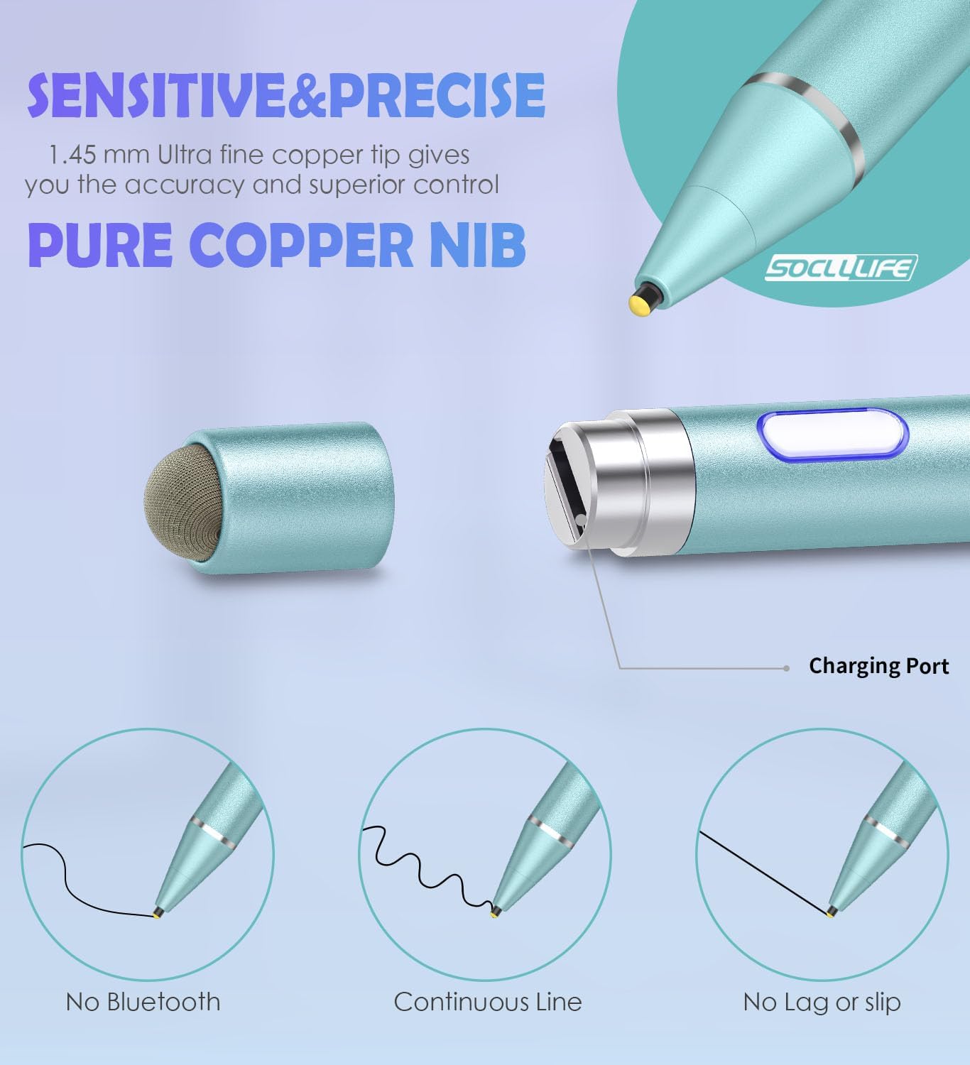 Active Stylus Pen for Touch Screens, Dual Pen Tips for Drawing &Writing,High Precise Universal Digital Pencil for i-Pad Air/Pro/Mini, A-pple i-Phone 17/16/15/14/13,Tablet/Phone/Sam-sung/K-indle - Blue