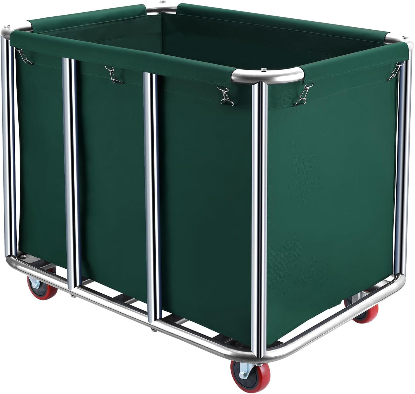 Commercial Laundry Cart with Wheels,400L Large Industrial Laundry Cart,Commercial Laundry Basket with Sturdy Stainless Steel Frame and Oxford Bag for Home Hotel Hospital 440 lbs (Black)
