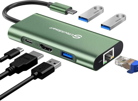 UtechSmart USB C Hub, Ethernet Multiport Adapter 6 in 1 USB C to HDMI Dock