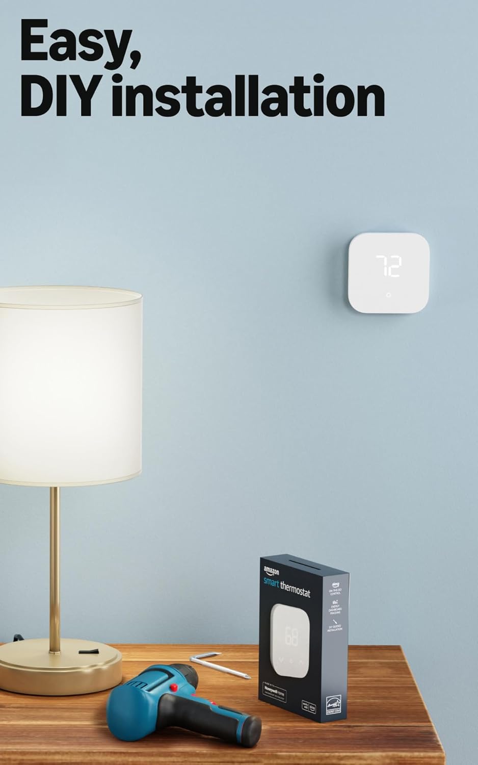 Amazon Smart Thermostat – Save money and energy - Works with Alexa and Ring - C-wire required