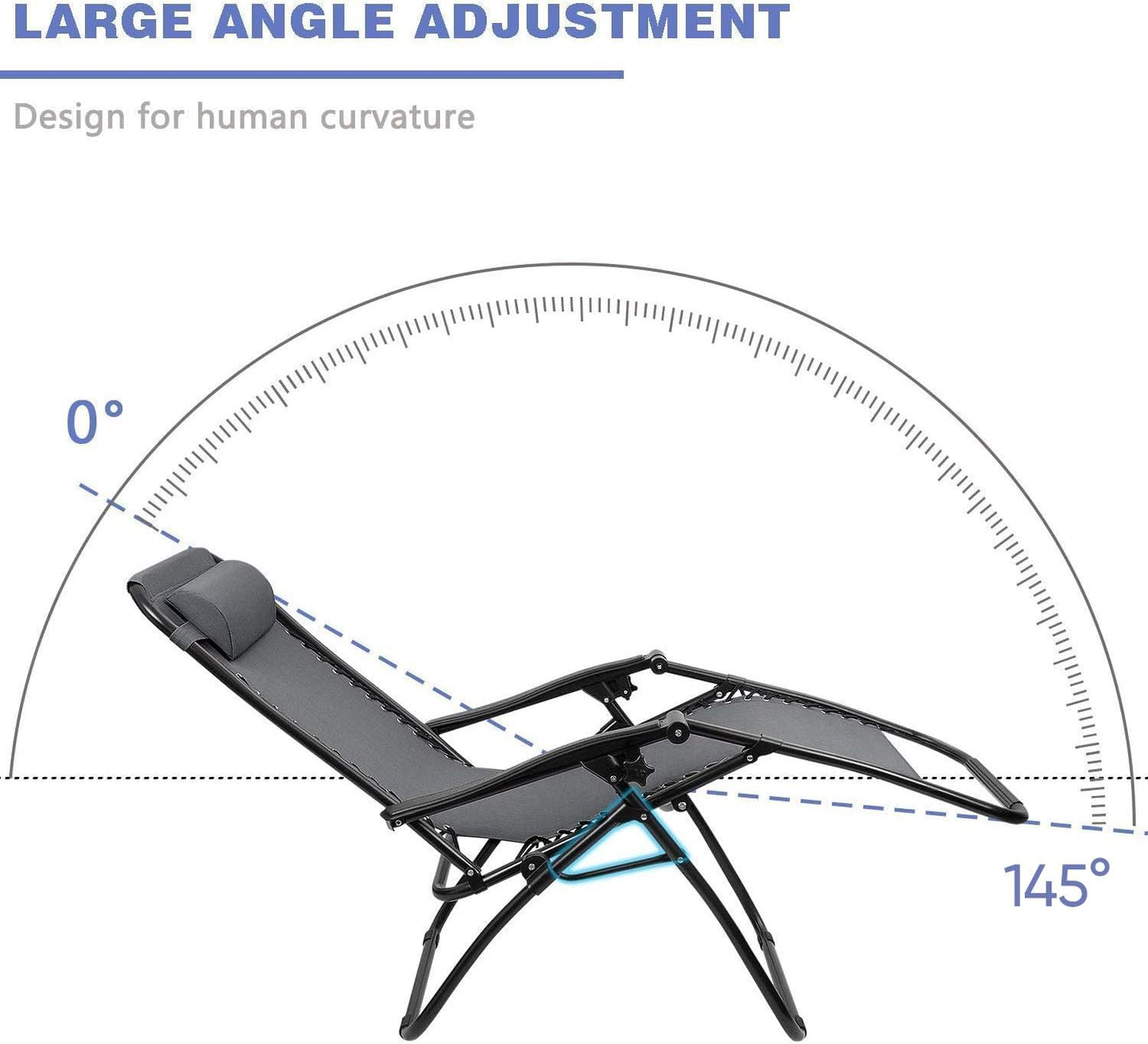 Homall Zero Gravity Chair - Patio Folding Lawn Lounge Chairs Outdoor Gravity Reclining Lounge Chair with Pillows for Poolside Backyard and Beach Set of 2 (Gray)