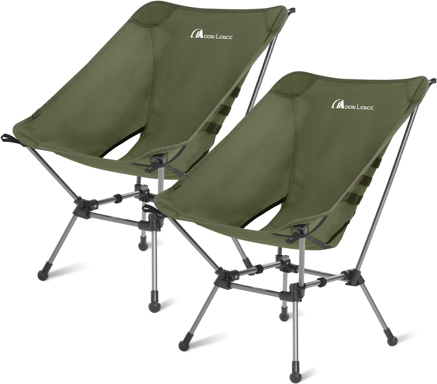 MOON LENCE Portable Camping Chair Plus, Larger & Roomier, Compact and Lightweight Still, Folding Chair for Backpacking & Hiking, 330Lbs Capacity (Moss Green-2pack)