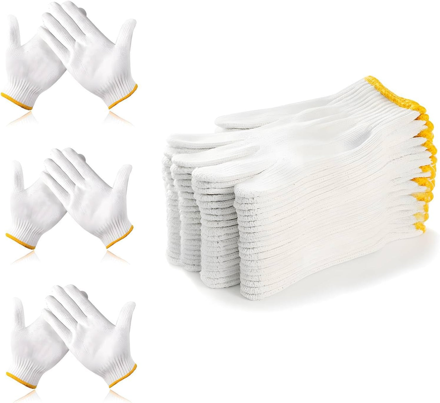 Unisex white cotton polyester knittedsafety gloves,suitable for gardening,warehouse,cooking work-12/36/240 pairs