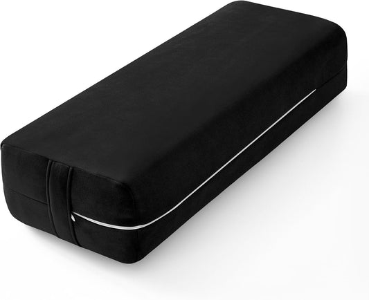 Wellsin Rectangular Yoga Bolster - Meditation Pillow with Washable Suede Cover, 27"X10" X5.5"
