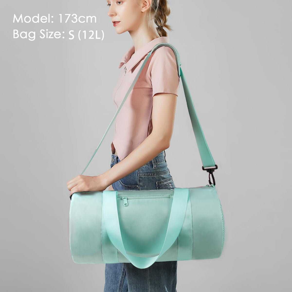 Small Gym Bag Duffel Bag for Women Men Fitness Sports Bag Workout Adjustable Detachable Shoulder Strap Lightweight Carry on Travel Duffle Bag (Green, 15" / Mini / 12L)