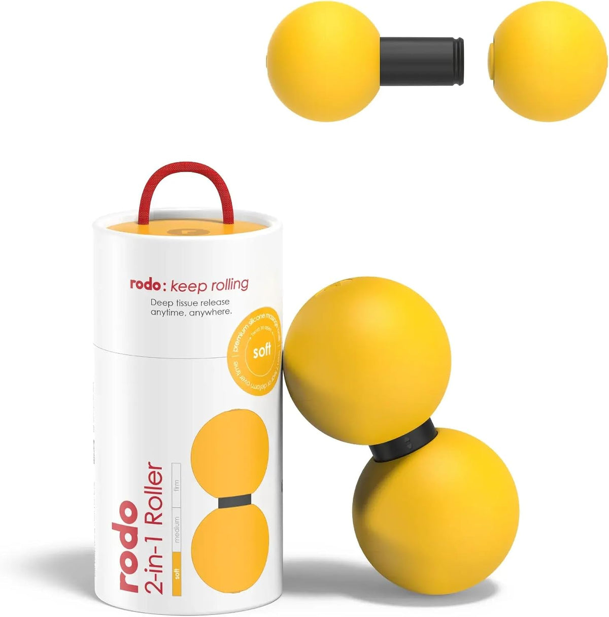Rodo 2-in-1 Medium Peanut & Lacrosse Ball Roller | Deep Tissue Massage Tool for Fascia, Plantar Fasciitis, Hips & Back | Mobility & Recovery Roller | Compact, Travel-Friendly, Pilates & Therapy Ready