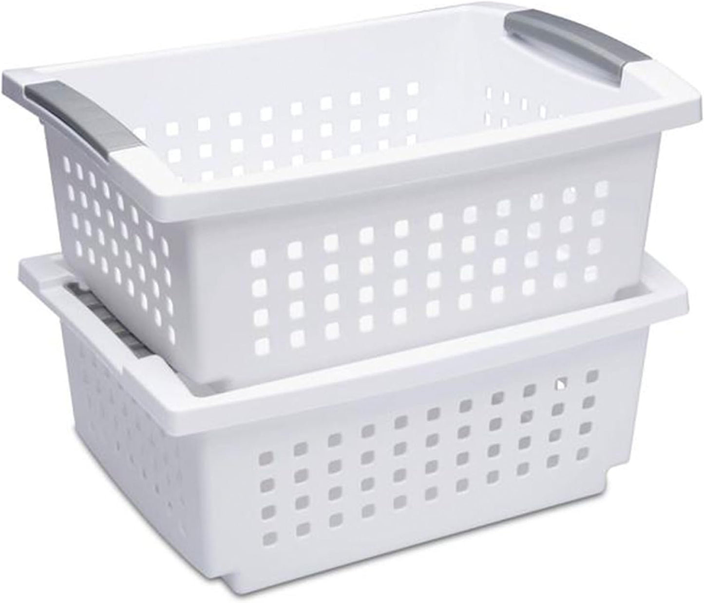 Sterilite Small Stacking Baskets w/ Handles for Bathroom & Pantry, 16-Pack