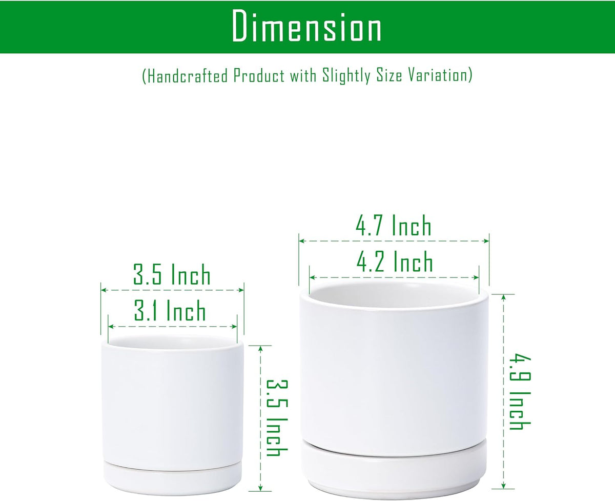 D'vine Dev 2-Pack Ceramic Pots & Saucers, White, 3.5/4.7 in, 94-G-XS-1