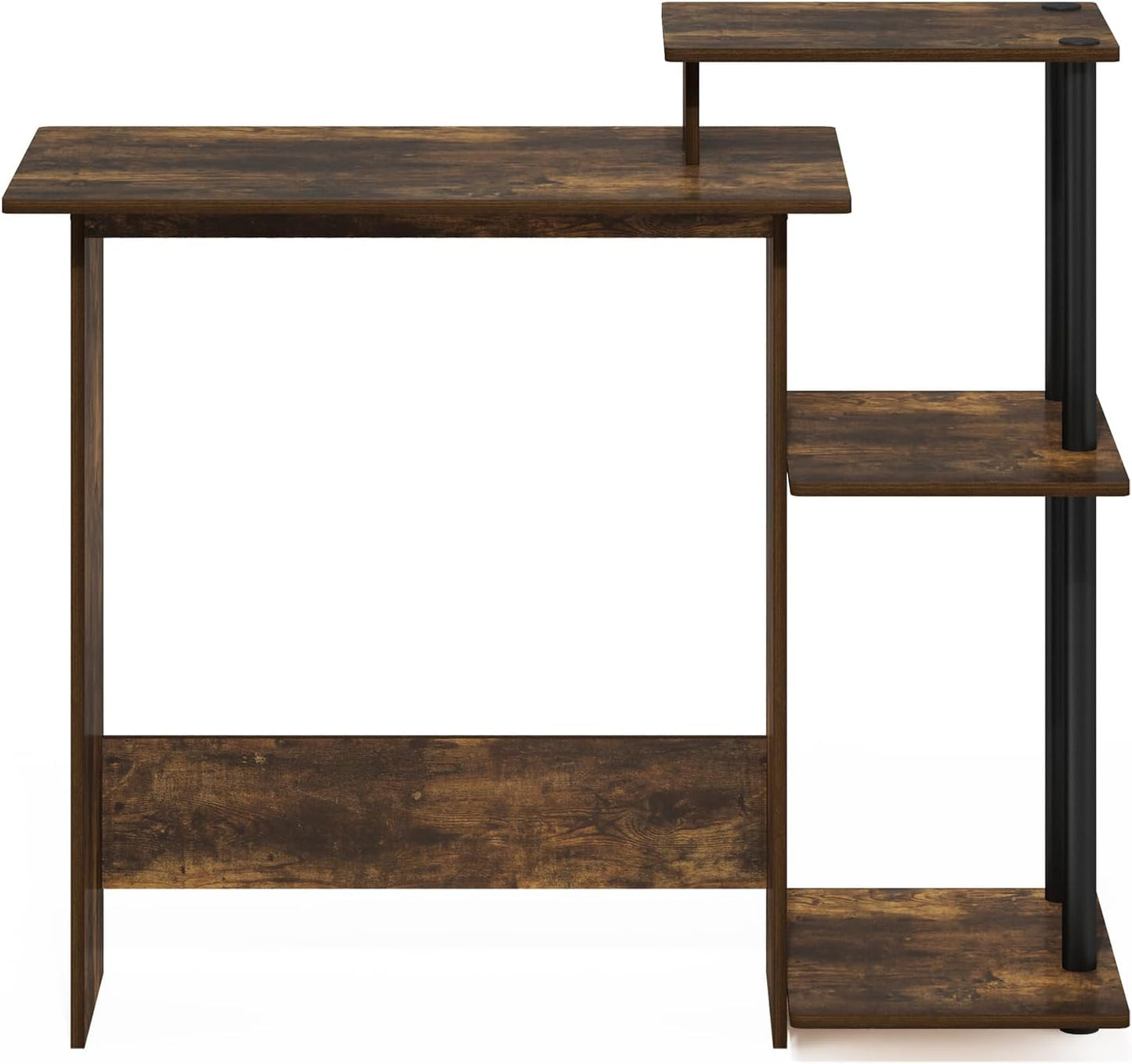 Furinno EFFICIENT Desk, 28.6" Wide Gaming Desk with 3 Open Side Shelves, Laptop Notebook Computer Desk, Office Desk for Home Office, Study Room, Dorm, Bedroom, Amber Pine