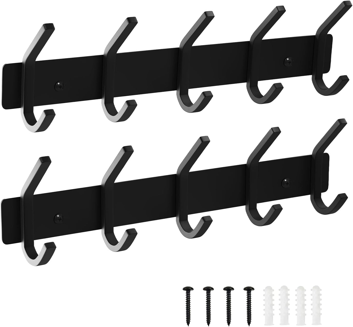 VAEHOLD Black Hat and Coat Wall Mount Rack 5 Hooks for Robes, Bags, Keys, and Towels Bathroom Towel Hanger Organizer (1 Pack)