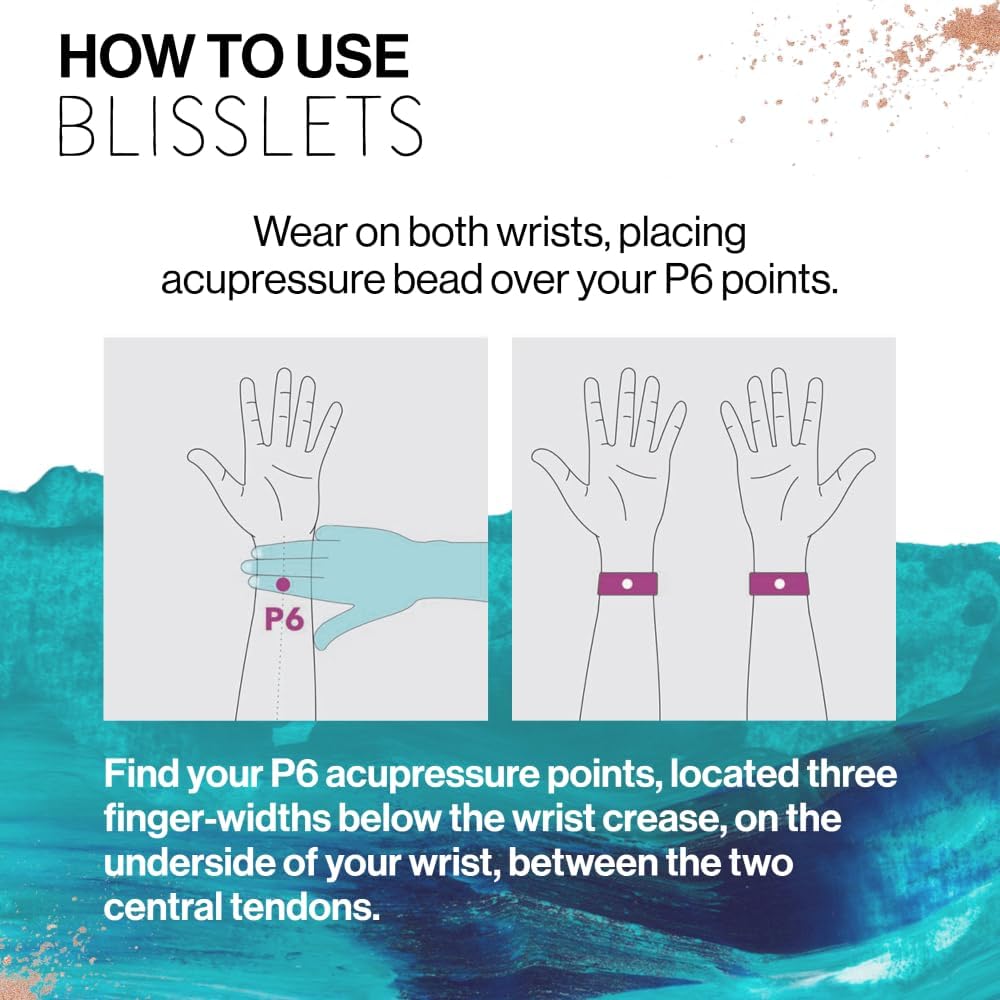 Blisslets Acupressure Relief Band - Cartagena Collection - Parentage (Smoke/Fog, Less Than 5 5/8")