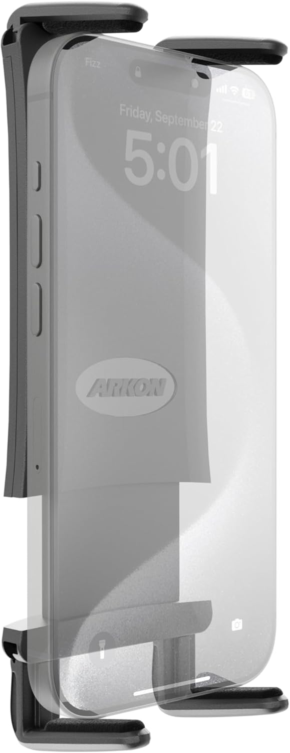 ARKON Mounts Slim-Grip Ultra Phone Holder Fits All Phones & Small to Midsize Tablets Fits Pedestals with Dual-T Patterns For iPad, iPhone, Samsung, Google, Nokia, & more