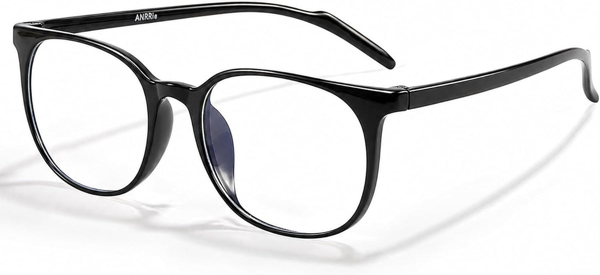 ANRRI Blue Light Blocking Glasses Round Lightweight Eyeglasses Frame Filter Blue Light Computer Game Glasses Grey Frame for Men and Women