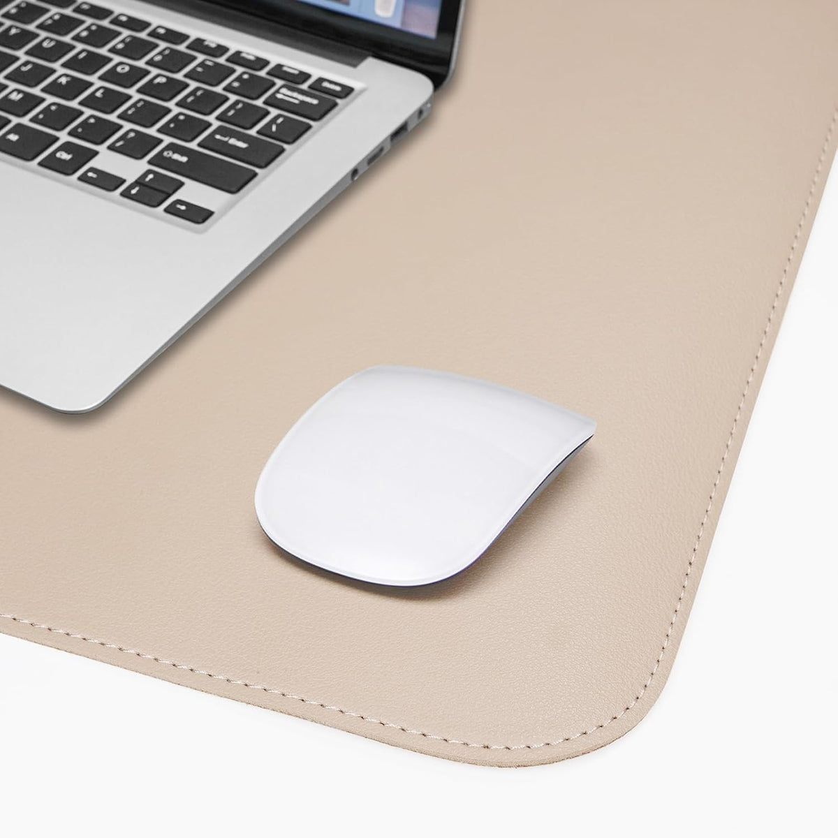 Leather Desk pad Protector, Large Desk mat with Natural Cork & PU Leather,Mouse pad,Non-Slip Office Desk Mat,Waterproof Desk Writing Pad for Office and Home (47in*17in, Beige)