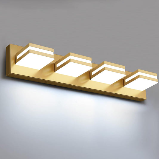 IZORRO LED Modern Bathroom Lights Fixtures(4-Light,Dimmable,360°Rotate),Brushed Glod Acrylic Wall Lighting,Vanity Lights for Bathroom Over Mirror - 6000k 24In （No Assembly Required）