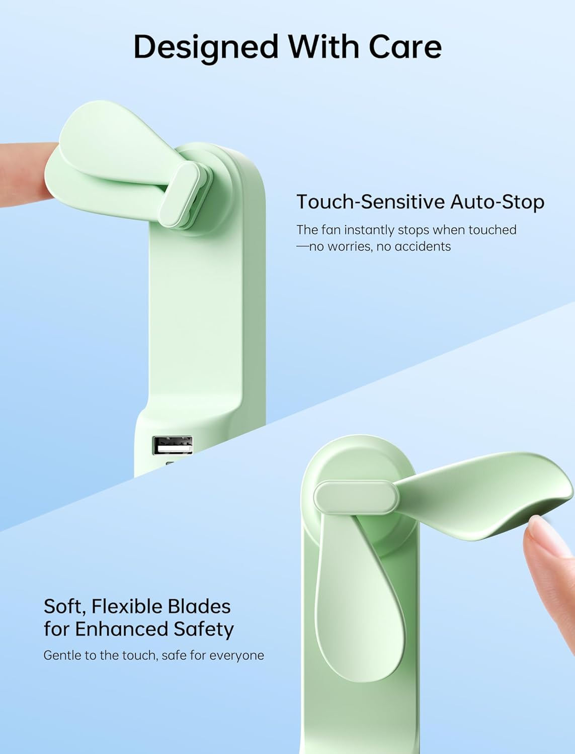 JISULIFE 3 IN 1 Handheld Mini Fan - Portable Fan & Power Bank & Flashlight, 19H Max Cooling, USB Rechargeable, Pocket-Sized for Travel, Cruise, Concerts, Makeup, 2026 Summer Gifts for Women(Green)
