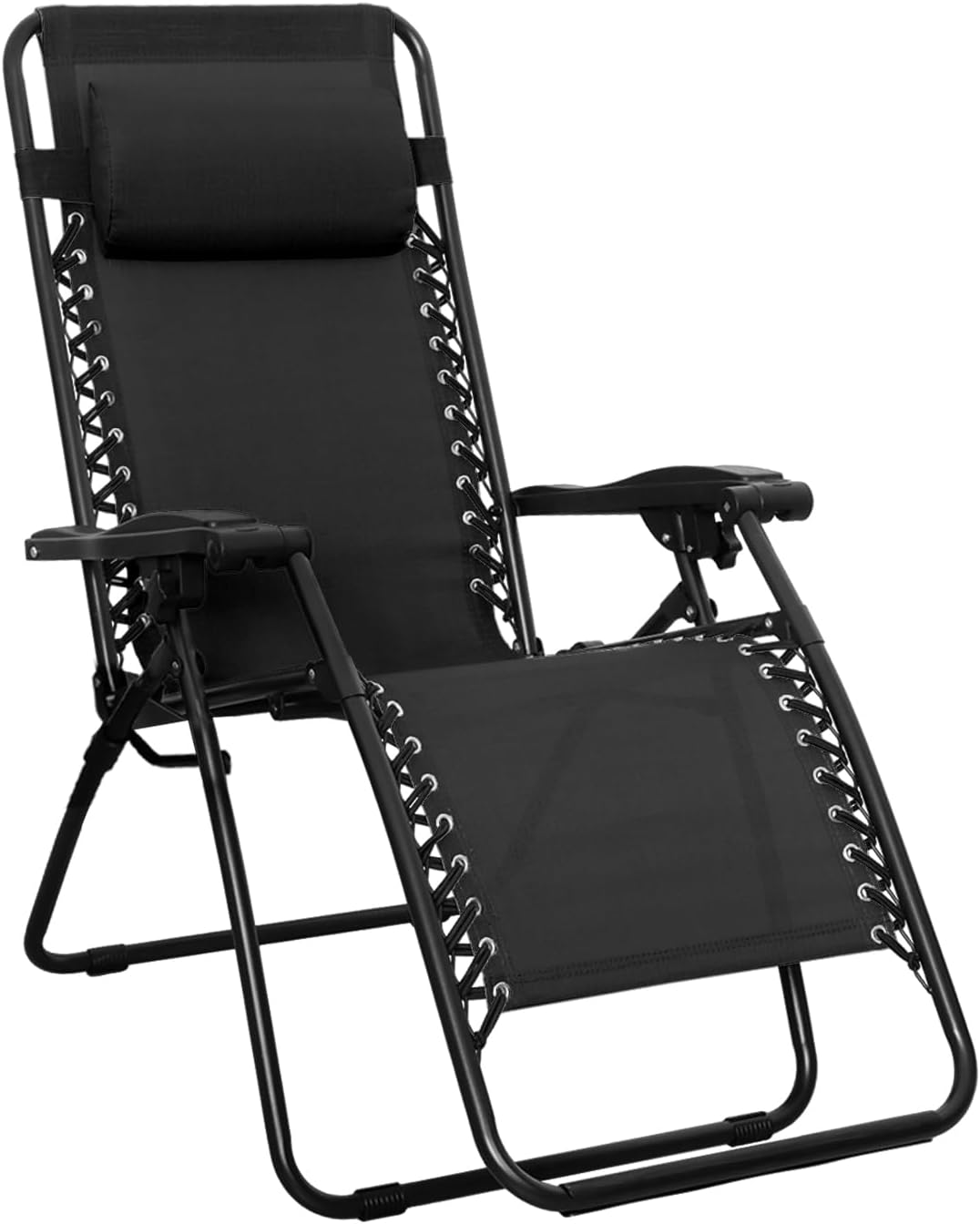Amazon Basics Zero Gravity Lounge Chair with Pillow, Foldable Outdoor Reclining Chair for Patio and Beach, Weather-Resistant Textilene, 300 lb Capacity, 26", Navy Blue