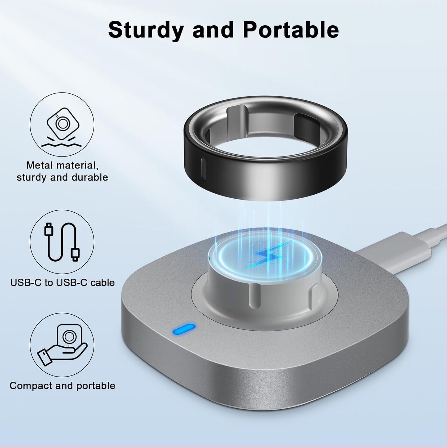 Charger Compatible with Ring Gen 4 Size 8, Fast Charging Dock with USB-C Cable (Not Compatible with Ring Gen 3)