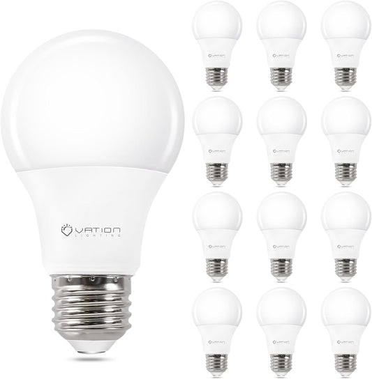 12 Pack A19 LED Light Bulbs, 40 Watt Light Bulbs Daylight 5000K, Non-Dim