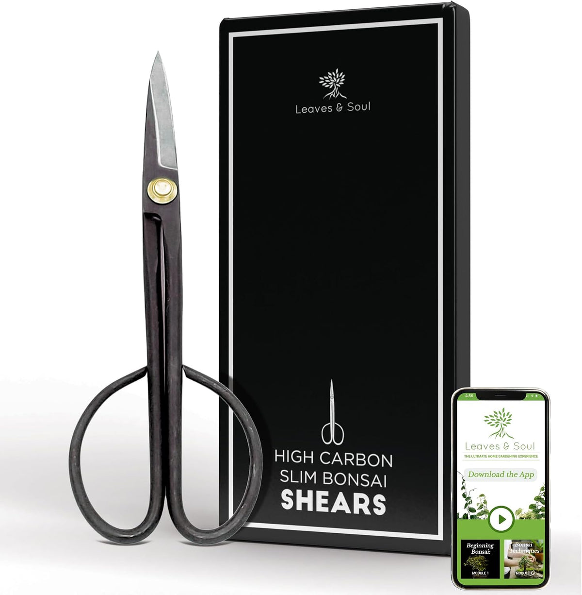 Leaves & Soul Slim Bonsai Scissors, Japanese Bonsai Shears Garden Tools