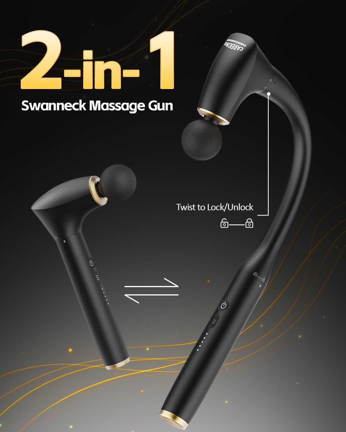2-in-1 Detachable Massage Gun Deep Tissue with Extension Handle
