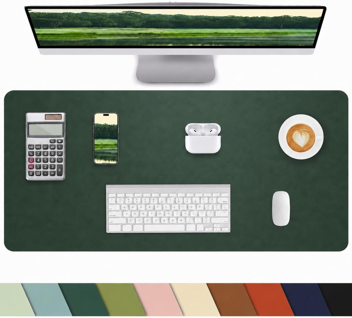 Large Leather Desk Pad Protector, Office Desk Mat,Mouse Pad, Non-Slip PU Leather Desk Blotter, Laptop Desk Pad, Desk Accessories for Office& Home (Ivory White, 55" x 24")