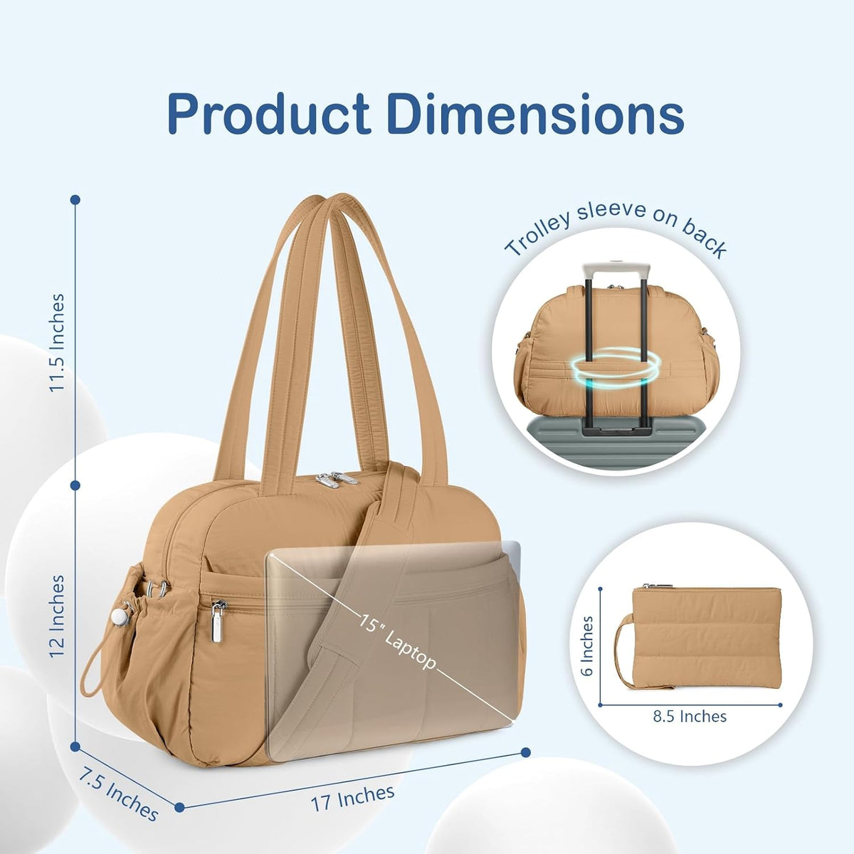 TOPDesign Travel Duffel Bag, Puffy Carry On Overnight, Gym Bag w/Wet Pocket