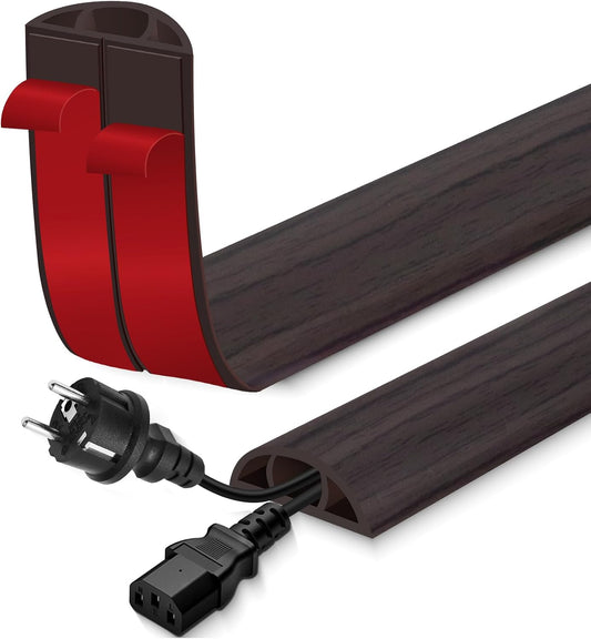 Floor Cord Cover for Wires on Floor Self Adhesive Cord Hider | Floor Cable Cover Floor Wire Covers for Cords Prevent Cable Trips, Cord Cavity W 0.51" x H 0.31", Black Walnut, 20Ft