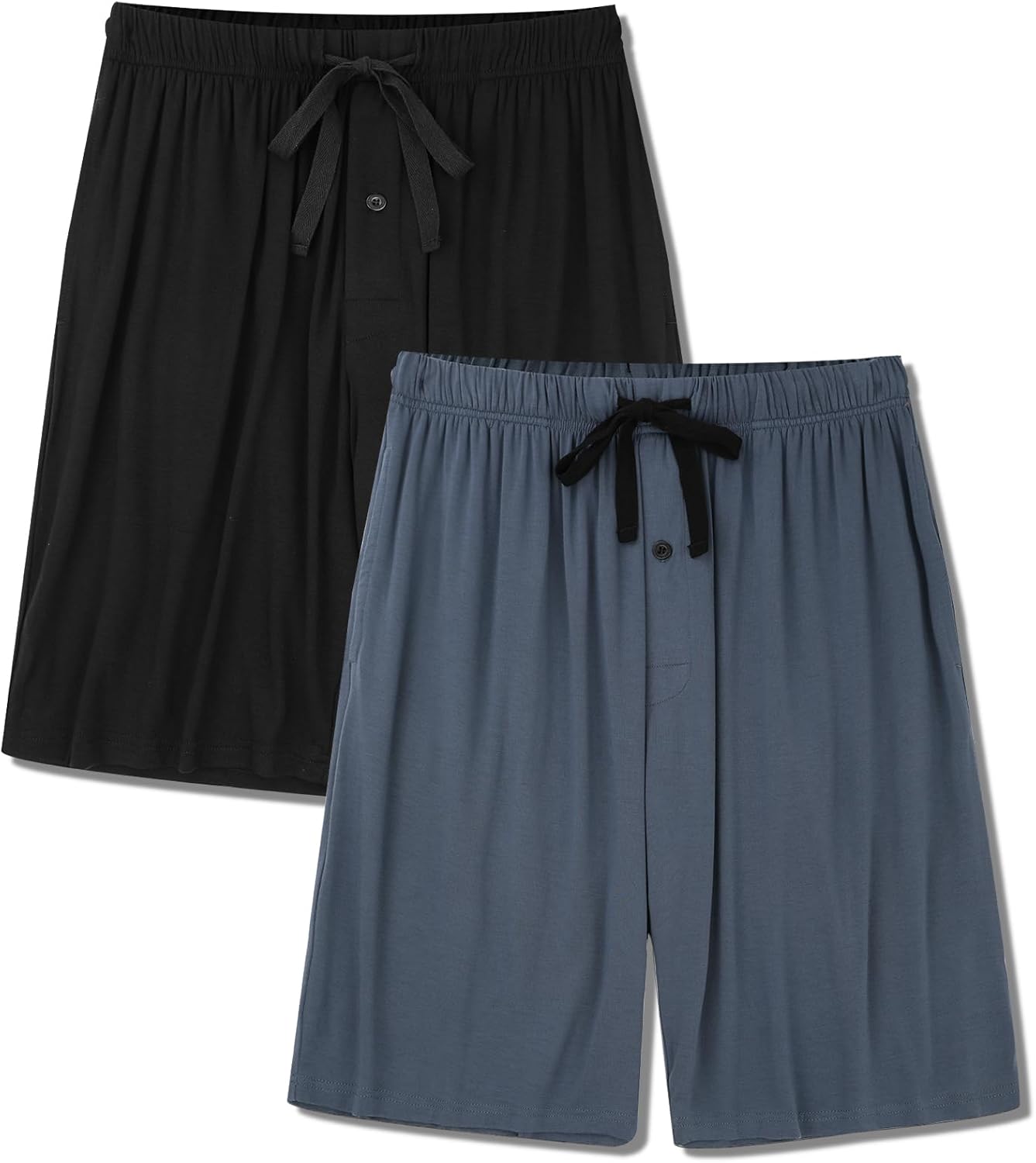 BAMBOO COOL Men's Pajama bottoms Lounge Sleep Shorts Soft Comfortable Breathable Pajamas Shorts with Pockets 2 Pack