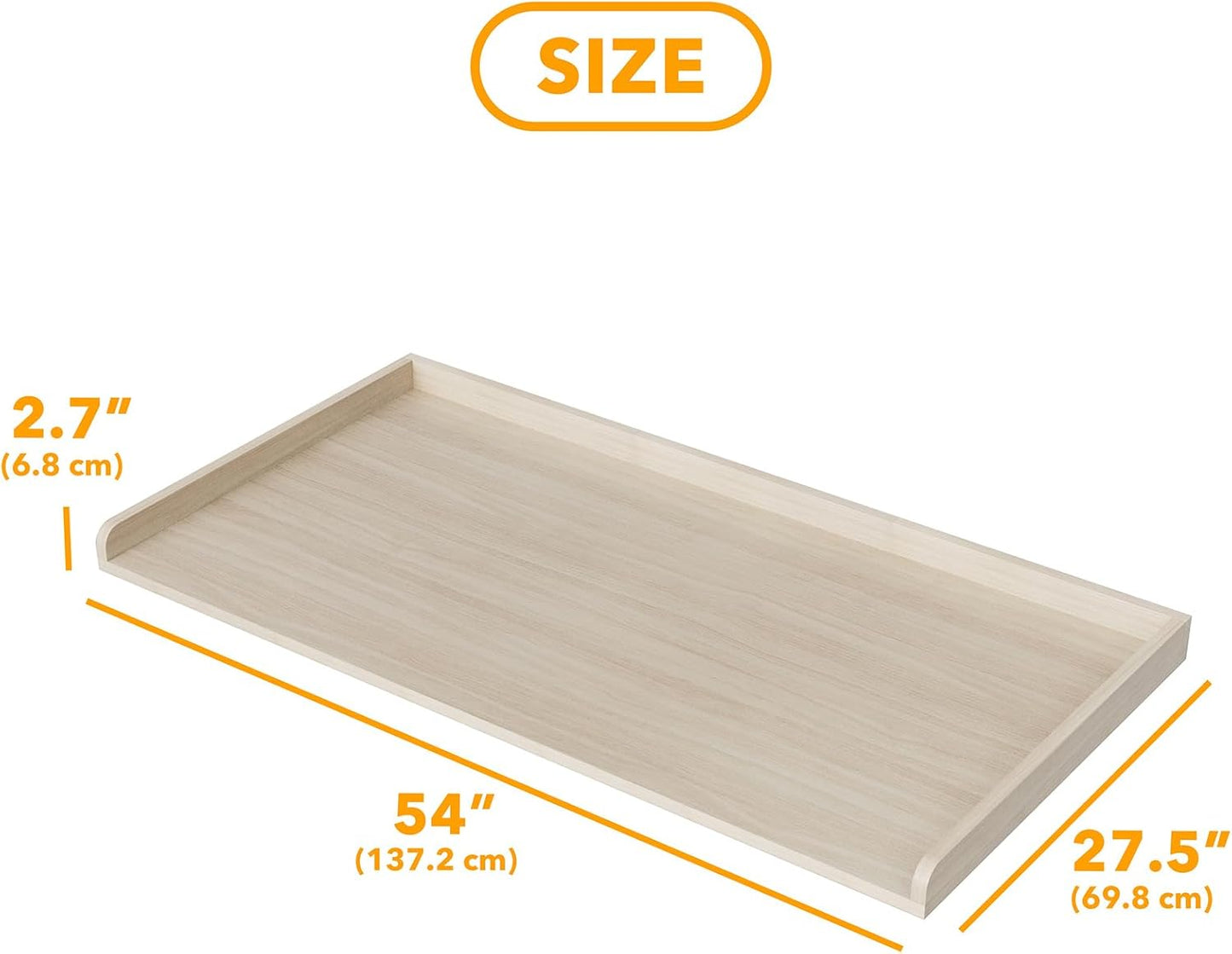 SpaceAid Washer Dryer Countertop, Laundry Wood Shelf Topper with Edge, 54" Width x 27.5" Depth Cover Guard Organizer for Washer and Dryer Laundry Hamper Counter Storage Organization (Oak)
