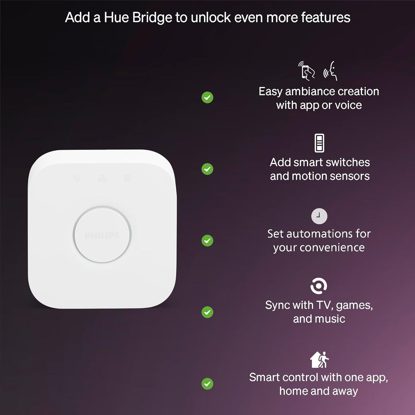 Philips Hue Essential Smart LED A19 Bulb, White and Color Ambiance, E26 Base, 8.8W, 2200K-6500K, 800 Lumens, Dimmable, Works with Alexa, Google, and Apple Home, 4-Pack