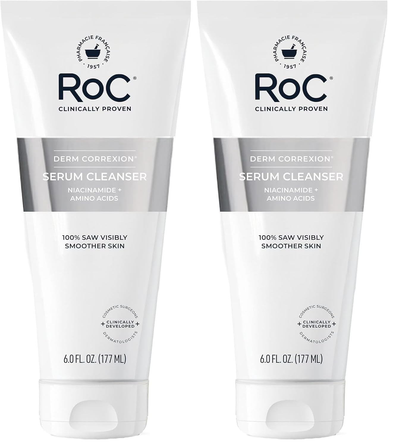 RoC Retinol Correxion Deep Wrinkle Serum Facial Cleanser with Niacinamide for Anti-Aging & Fine Lines, Makeup Remover, Ophthalmologist Tested Skin Care, 6 oz