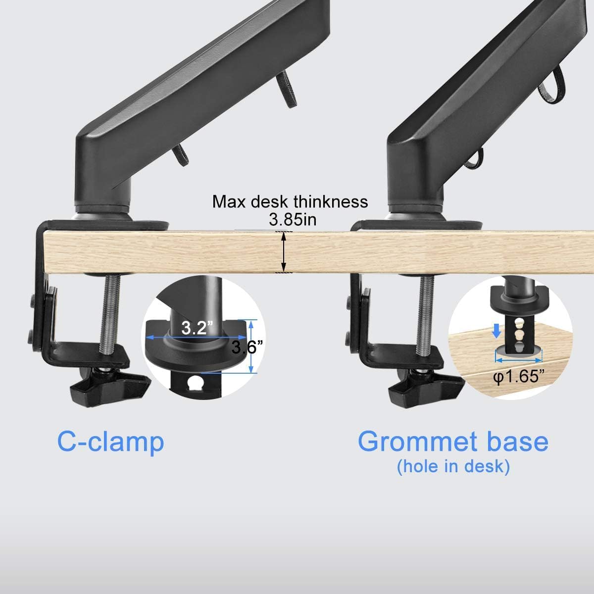Suptek Monitor Mount Gas Spring Monitor Arm Desk Mount Fully Adjustable Fits 17 20 22 23 24 26 27 32 35 inch Monitors Weight Capacity up to 24.25 lbs