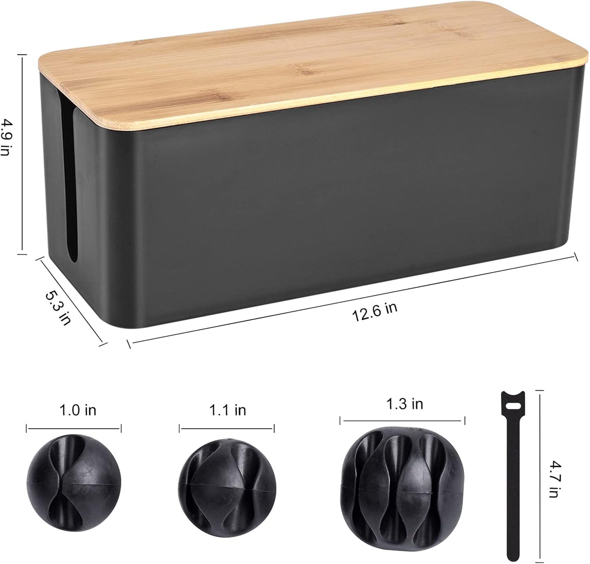 Tuwechen Cable Management Box, Wooden Style Cord Organizer Box