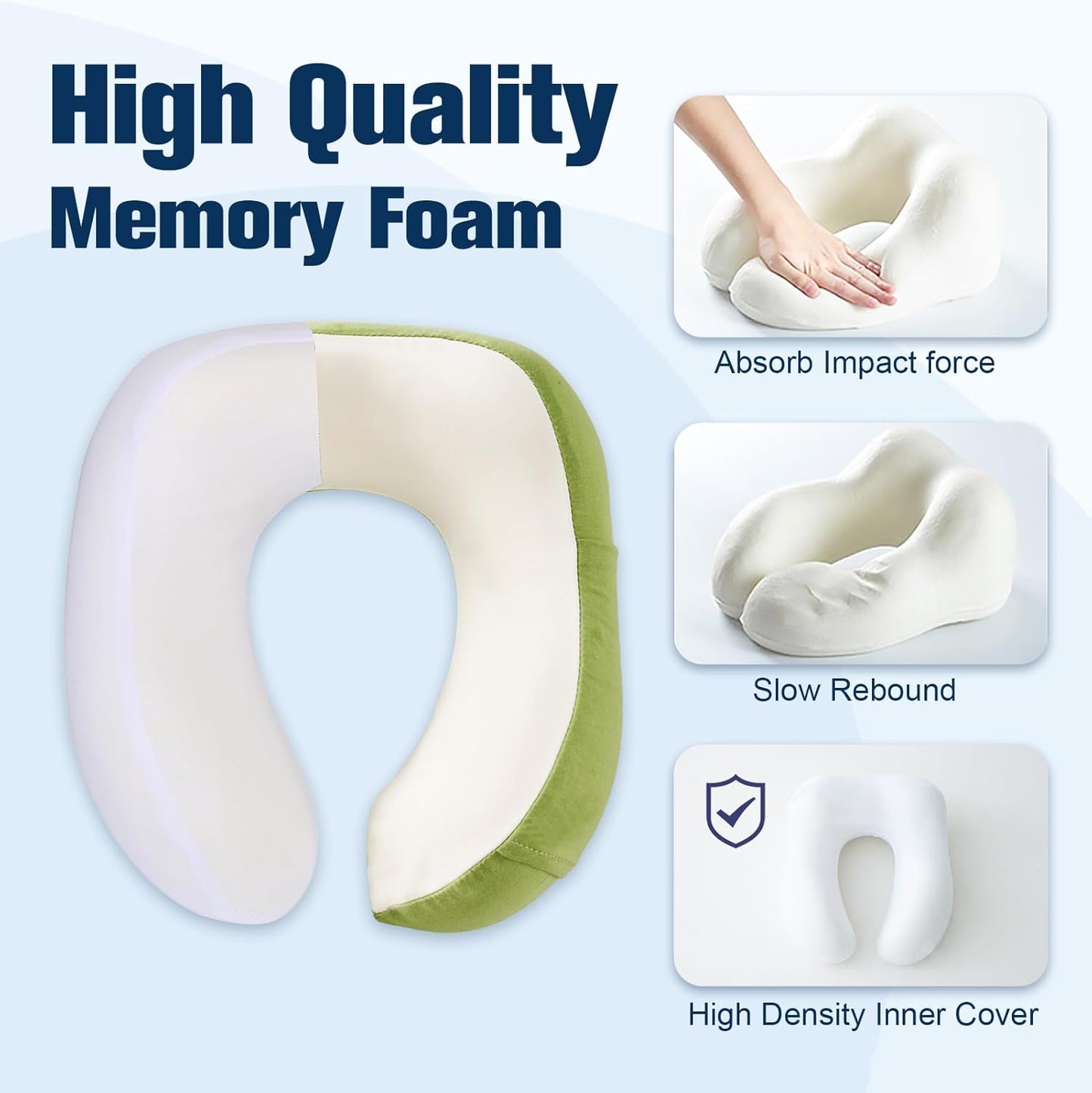 Cirorld Neck Pillow for Traveling, Travel Pillows for Airplanes,100% Pure Memory Foam Travel Neck Pillow, Adjustable Flight Pillow, Portable Plane Accessories with Eye Mask, Earplugs, Carry Bag