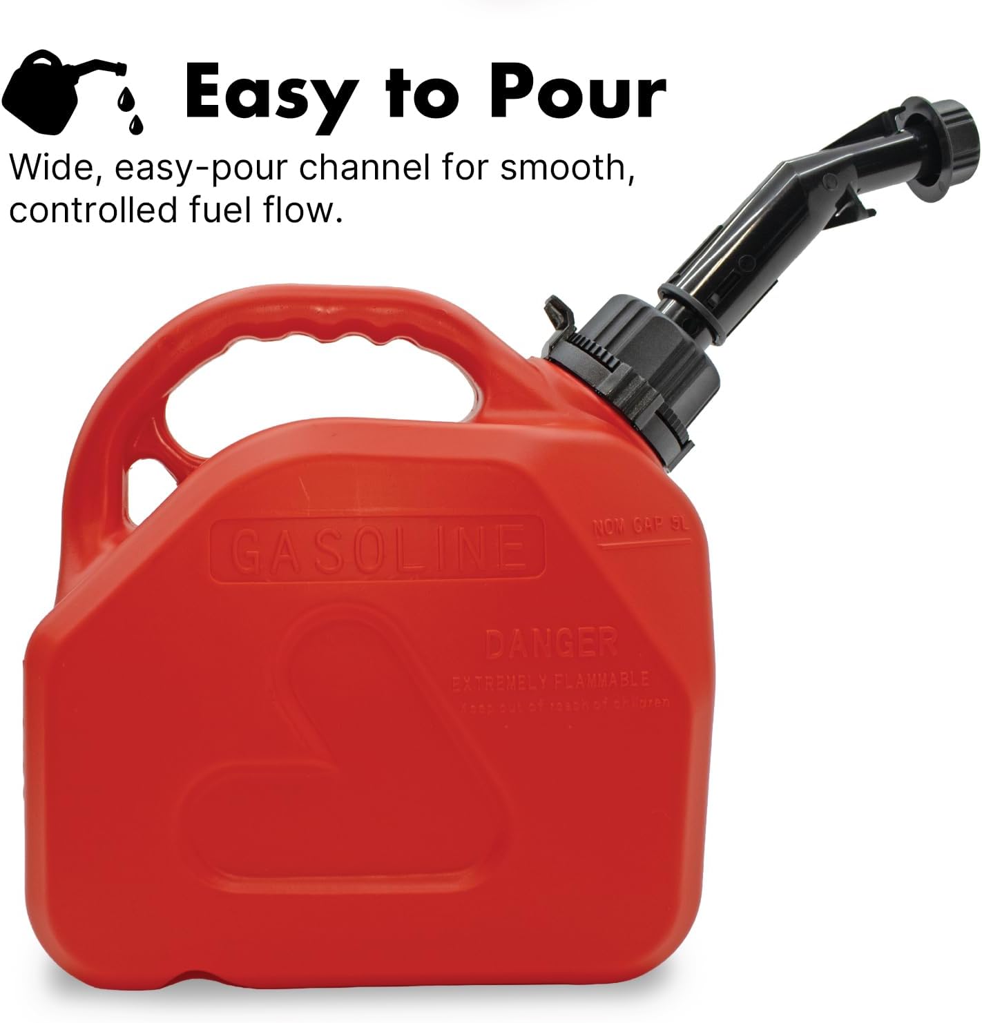 LAUCO Portable Fuel Tank, Gas Container, 1.5 Gallon Gas & Diesel Container with Transfer Hose and Nozzle, Mobile Fuel Storage for Boats, Docks, Farm, Shop & Garage 87252