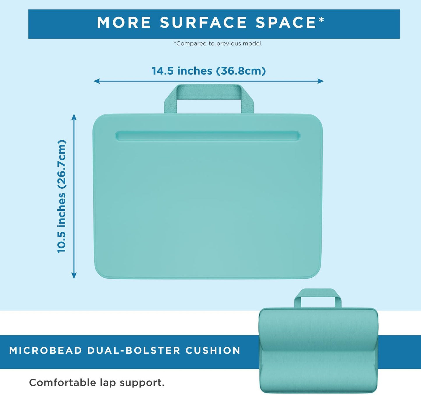 LAPGEAR Compact Lap Desk – Fits Up to 14″ Laptops – Aqua Sky – Style No. 43109