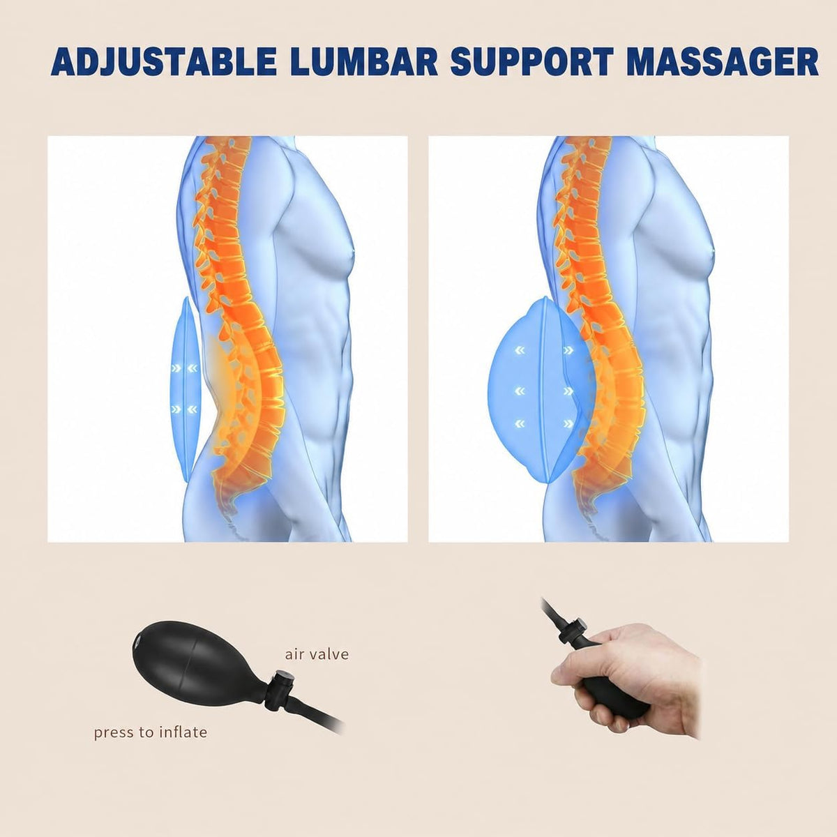Vibration Massage Seat Cushion with Heat, 8-Motor Chair Massager Pad with Manual Adjustable Lumbar Support, 9 Modes, 3 Intensities and 20-Min Auto Shut-Off for Office Chair, Sofa and Recliner