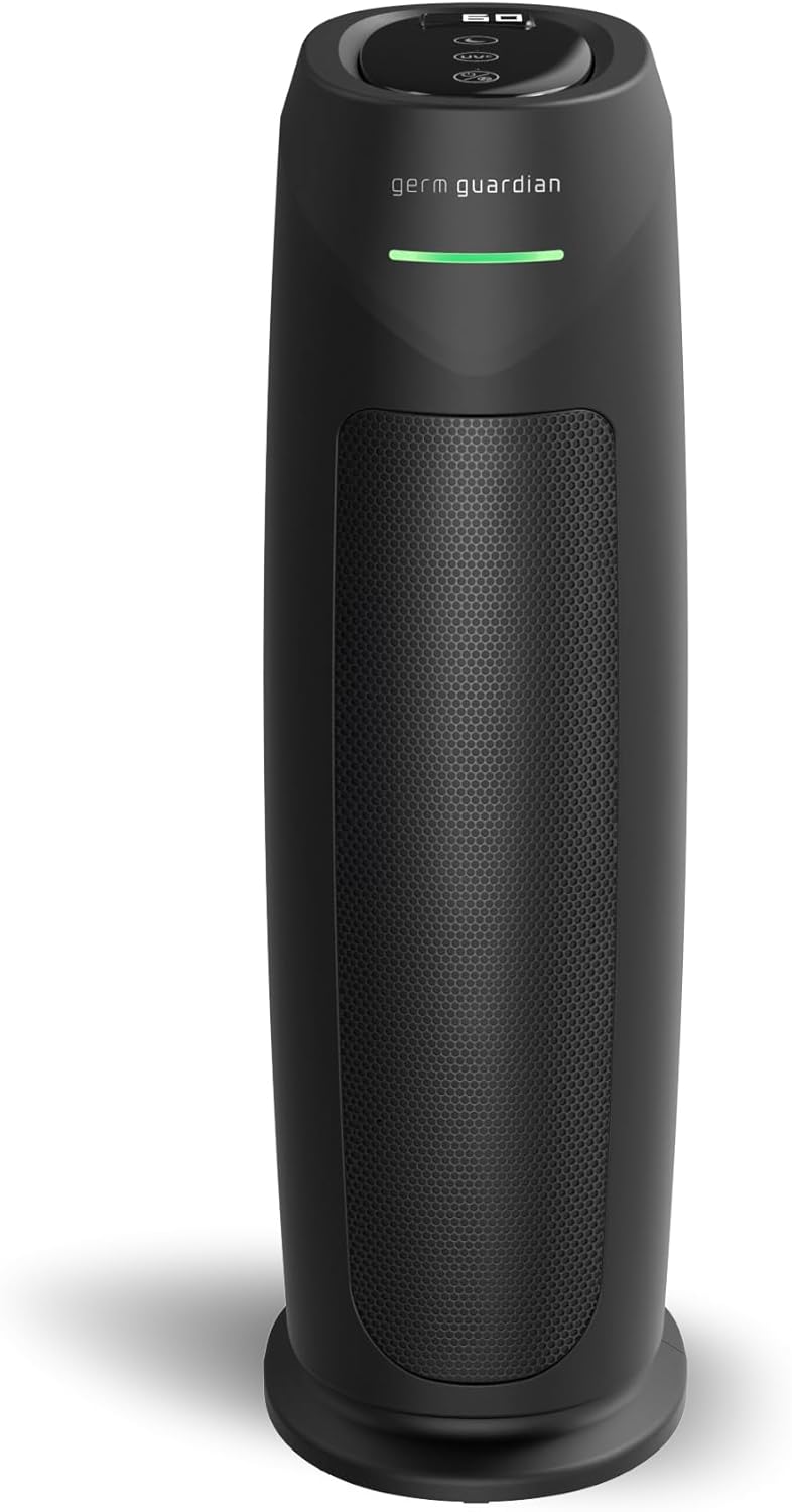 GermGuardian HEPA Indoor Large Room Air Purifier for Home - Pet Dander, Dust, Pollen, Smoke, and Odors in Bedroom, Office, and Kitchen - Air Quality Monitor and UV-C Light Combo - Black