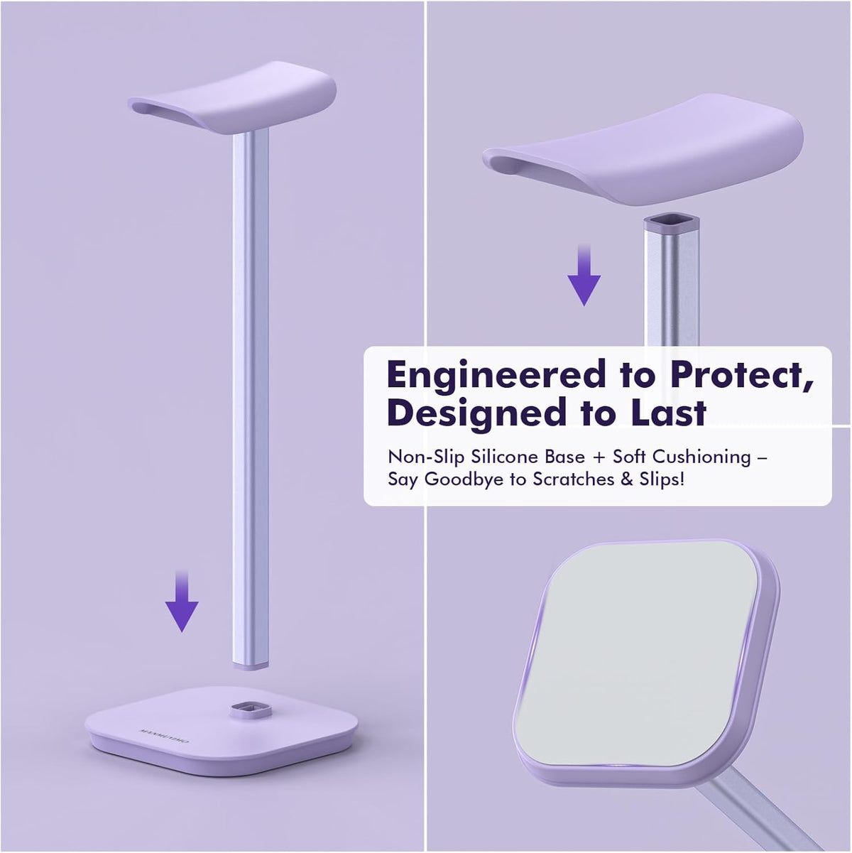 Headphone Stand, Desktop Headset Holder (Purple) Heavy Base Desk Earphone Stand Aluminum Gaming Headset Hanger Rack for AirPods Max, AirPods, AirPods Pro, Beats, Bose