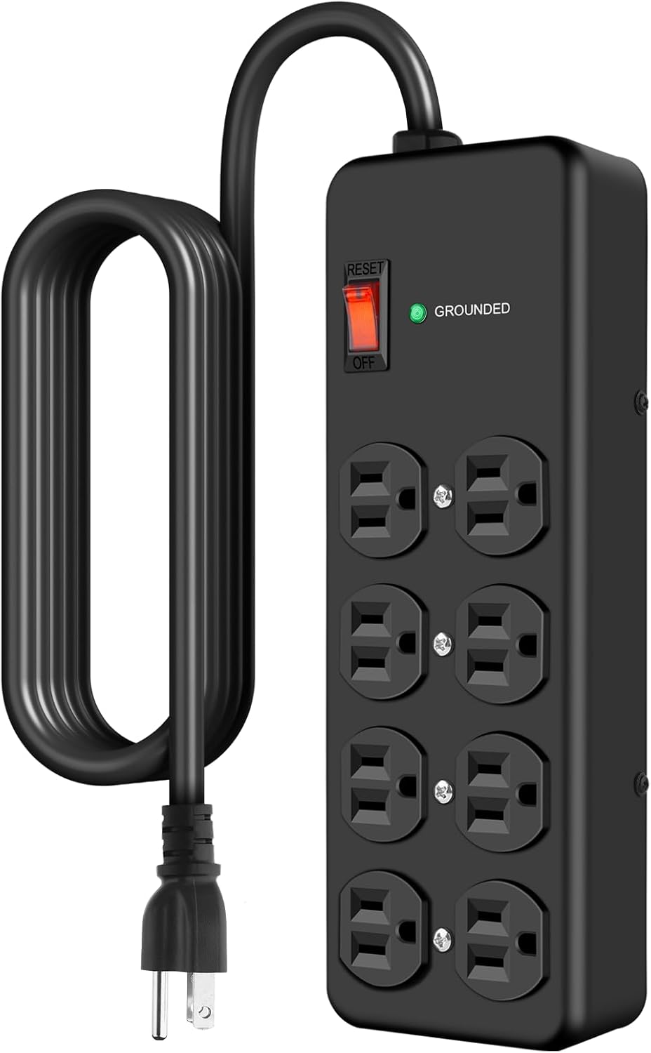 HEZI 15Amp Heavy Duty Surge Protector with 8 Outlets,14 AWG 6FT Extension