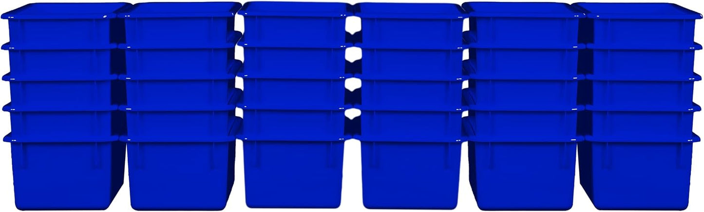 Wood Designs Cubby Storage Bin, Heavy Duty Plastic Containers for Kids Orange Cubby Tray Set of 30