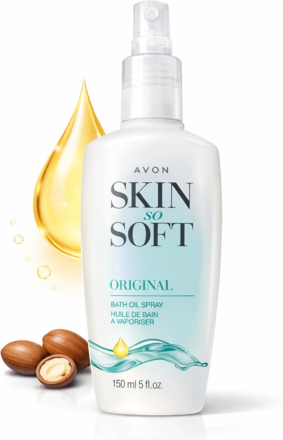 AVON Skin So Soft Original Bath Oil Spray - Moisturizing Shower Oil with Jojoba Oil & Vitamin E - Non-Greasy Formula for Dry Skin Care - After Shower Moisturizer for Women - Hydrating Spray, 5 fl oz