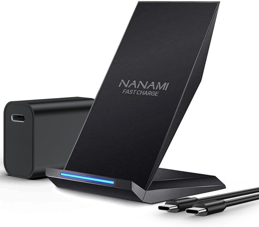 NANAMI Fast Wireless Charger with USB Phone Charger, Charging Stand with 20W PD Adapter for iPhone 17/17 Pro/17 Pro Max/16/16 Plus/15/14/13, 10W for Samsung Galaxy S26/S26+/S25/S24/S23/S22/S21