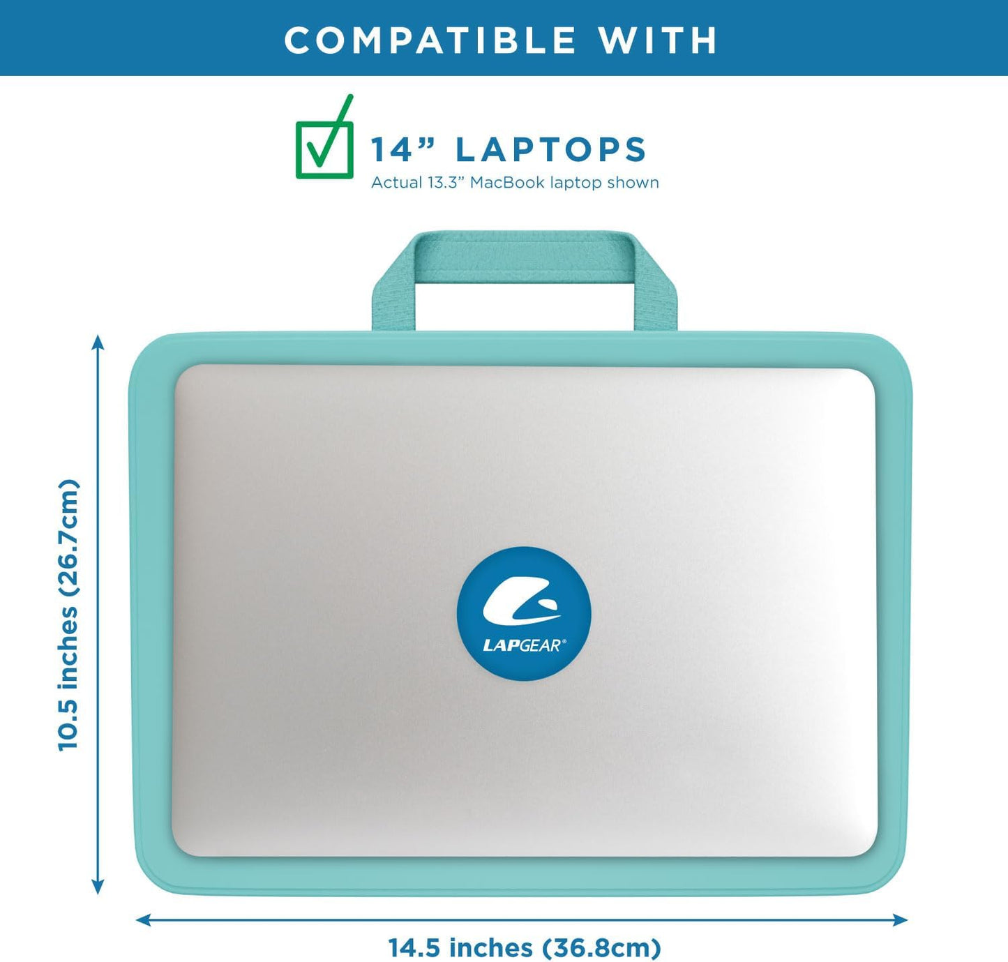 LAPGEAR Compact Lap Desk – Fits Up to 14″ Laptops – Aqua Sky – Style No. 43109
